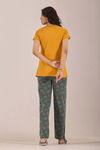 Sweet Moon Knit Cotton Pyjama Set - Pastelgreen Mustard — thumbnail 2